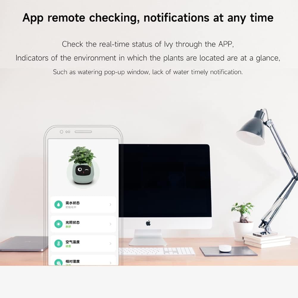 Itigoitie Smart Flowerpots,Smart Pet Planter,Ai Planter,Intelligent Flowerpots,Multiple Expressions,7 Smart Sensors, and Ai Chips Make Raising Plants Easy and Fun for Living Room,Plant-Free(White