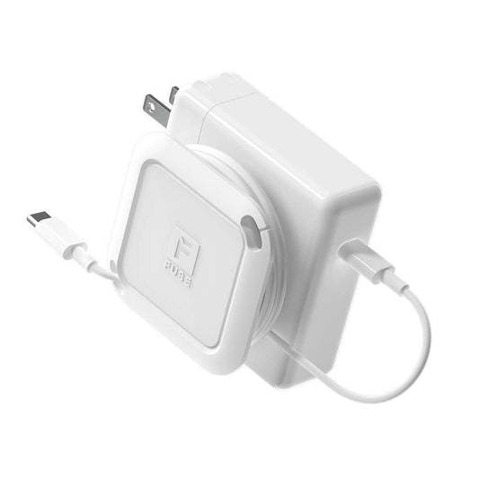 Fuse Reel The Side Kick Collapsible Charger Organizer and Travel Accessory,Usb-c, Compatible with MacBook and PC Charging Cords and Adapter Cable Management White