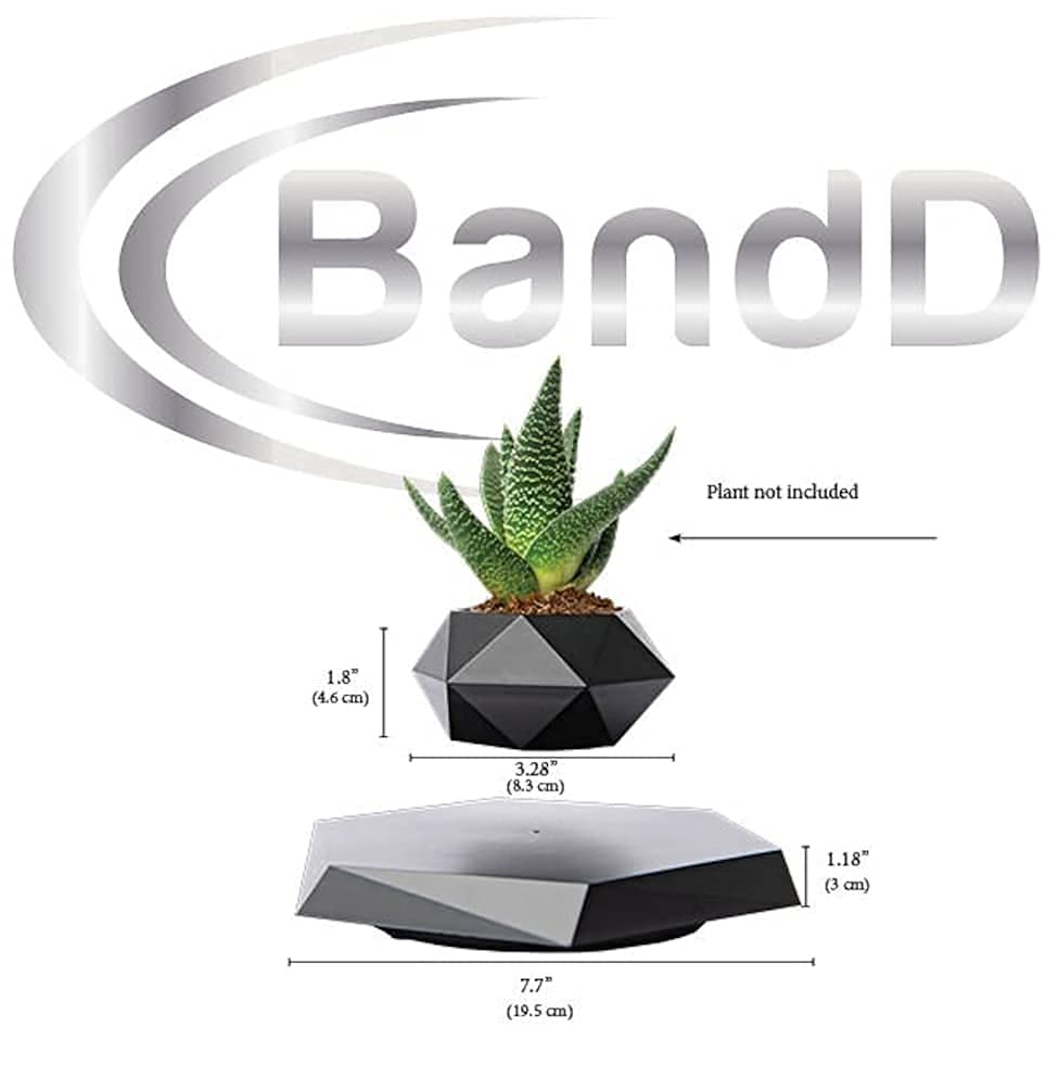 GAMERIEND BandD Levitating Plant Pot - Floating Plant Pot for Small Plants. Levitating Decor for Home & Office Magnetic Floating Levitating Display (Black)