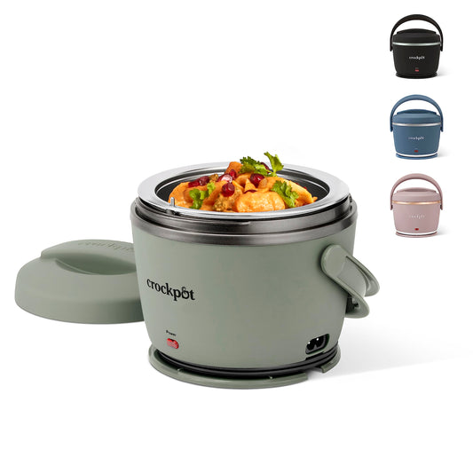 Crock-Pot Portable Electric Lunch Box, 20-Ounce Food Warmer, Moonshine Green | Ideal for Travel, On-the-Go | Keeps Food Spill-Free, Warm & Tasty | Dishwasher-Safe