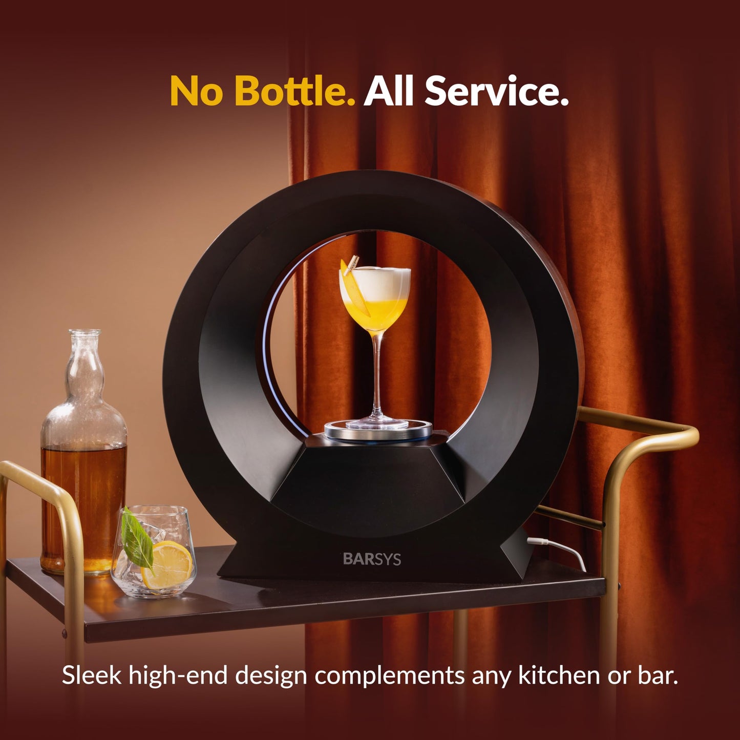 Home Bar Cocktail Drink Mixer, Margarita Cocktail Maker Machine, Cocktail and Mocktail Drink Maker, Easy to Use, App-Enabled Personalized Drinks - Barsys 360 Cocktail Mixer (Black)